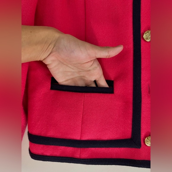 J. Crew Size 6 Lady Jacket Cropped Blazer Double Serge Wool Berry Pink - Picture 6 of 13